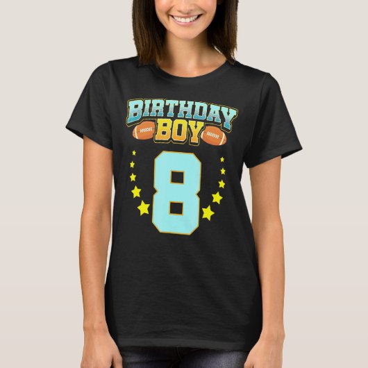 8誕生日男子サッカー8歳キッズ Tシャツ (正面)