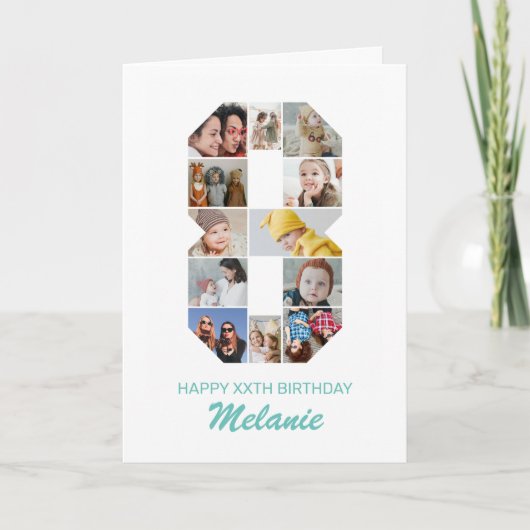 8誕生日第8号写真部局パーソナライズされた カード (正面)