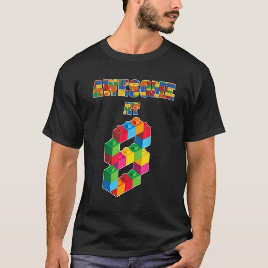 8誕生日素晴らし8歳のブロック建物 Tシャツ (正面)