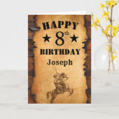 8誕生日素朴カントリーウエスタンカウボーイホース カード (黄色い花)