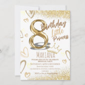 8誕生日聞いた金ゴールドグリッターグラマラスパーティー 招待状 (正面)