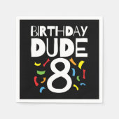 8誕生日8年オールドボーイパーティー誕生日Dude 8 スタンダードカクテルナプキン (正面)