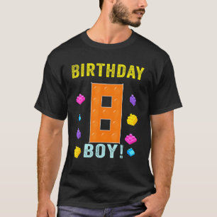 8誕生日8歳ブロック建物少年 Tシャツ