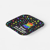 8誕生日:おもしろいスター柄と虹「8」 ペーパープレート (傾斜あり)