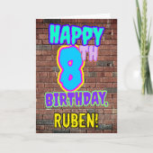 8誕生日-おもしろい、アーバングラフィティインスパイアルック カード (正面)