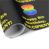 8誕生日:おもしろい、カラフルレインボーインスパイア# 8 ラッピングペーパー (ロールコーナー)