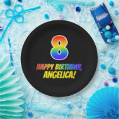 8誕生日:はっきりした、おもしろい、シンプル虹、虹8 ペーパープレート (パーティー)