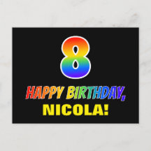 8誕生日:はっきりした、おもしろい、シンプル虹、虹8