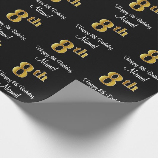 8誕生日:エレガント豪華なフェイク金ゴールドルック# ラッピングペーパー (角)
