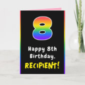 8誕生日:カラフルレインボー# 8、名前をカスタムする カード (正面)