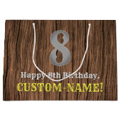 8誕生日：カントリーインスパイアウエスタンルック、名前 ラージペーパーバッグ (正面)