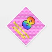 8誕生日：ピンクストライプのハート、レインボー8 スタンダードランチョンナプキン (角)