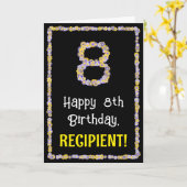 8誕生日:フローラ花数名前をカスタムする カード (黄色い花)