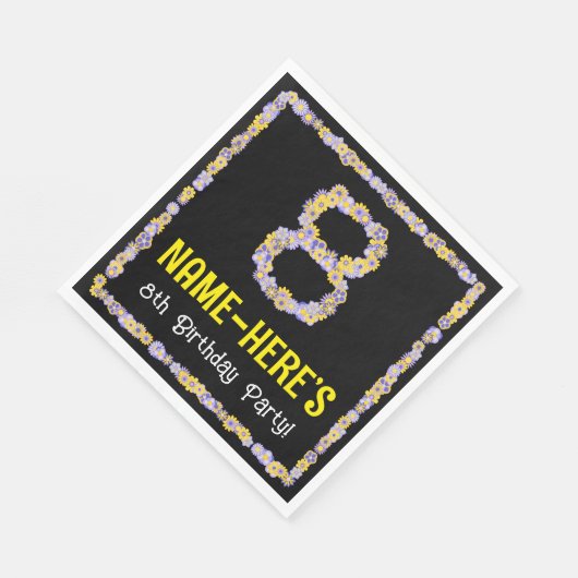 8誕生日:フローラ花数名前をカスタムする スタンダードランチョンナプキン (角)