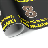 8誕生日:名前フェイク&木目パターン「8」 ラッピングペーパー (ロールコーナー)