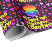 8誕生日：愛するハートパターン、虹# 8 ラッピングペーパー (ロールコーナー)