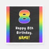 8誕生日: Rainbow Spectrum # 8、名前をカスタムする スタンダードランチョンナプキン (正面)