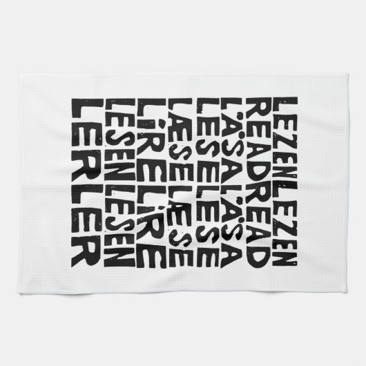 8読言語リノプリントキッチンタオル キッチンタオル (横)