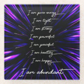 8豊かさと成功のための肯定 ガラスコースター (正面)