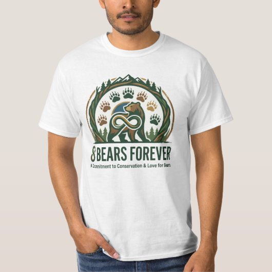 8頭のクマよ永遠に アースカラー Tシャツ (正面)