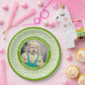 80あなたの写真の乱数パターン緑/白 ペーパープレート (パーティー)