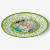 80あなたの写真の乱数パターン緑/白 ペーパープレート (アングル)