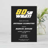 80おもしろいだから何引用文ブラック80誕生日 招待状 (スタンド正面)