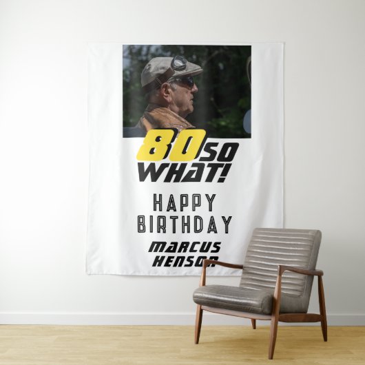 80おもしろいだから何引用文写真80th誕生日パーティー タペストリー (インサイチュ)