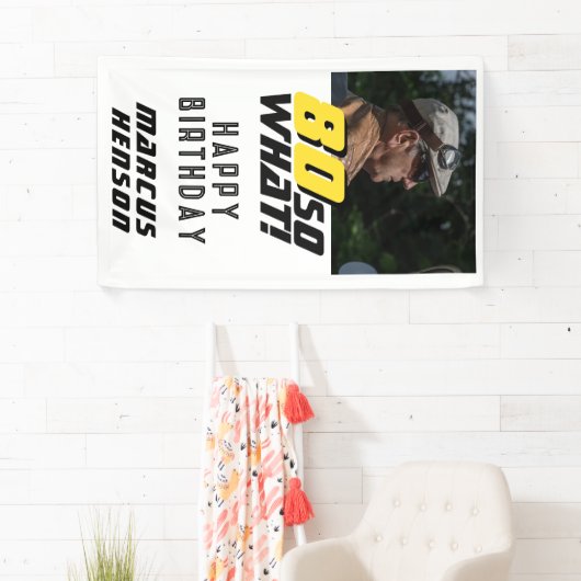 80おもしろいだから何引用文写真80th誕生日パーティー 横断幕 (インサイチュ)