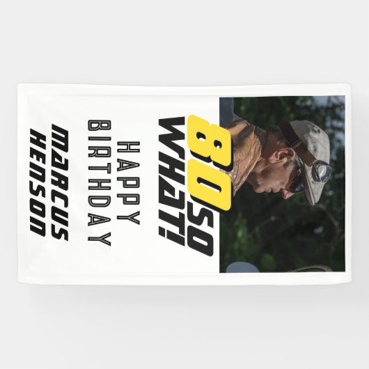 80おもしろいだから何引用文写真80th誕生日パーティー 横断幕 (横)