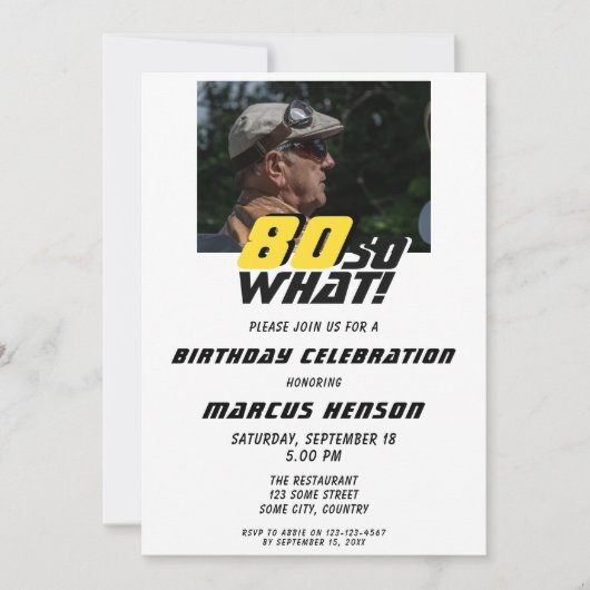 80おもしろいだから何引用文80誕生日 招待状 (正面)