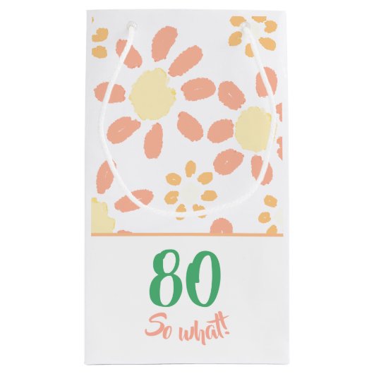 80おもしろい番目の誕生日フローラ スモールペーパーバッグ (裏面)