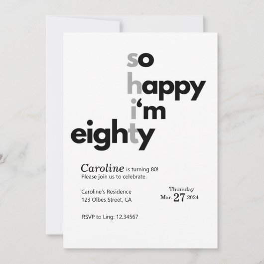 80おもしろい誕生日おもしろいフヌア笑わされる 招待状 (正面)