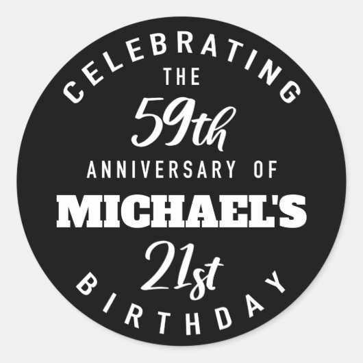 80おもしろい誕生日パーソナライズされた ラウンドシール (正面)