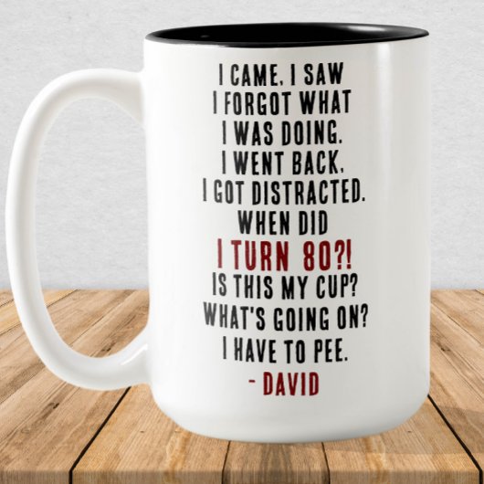 80おもしろい誕生日老笑わされる老ジョークカスタム ツートーンマグカップ