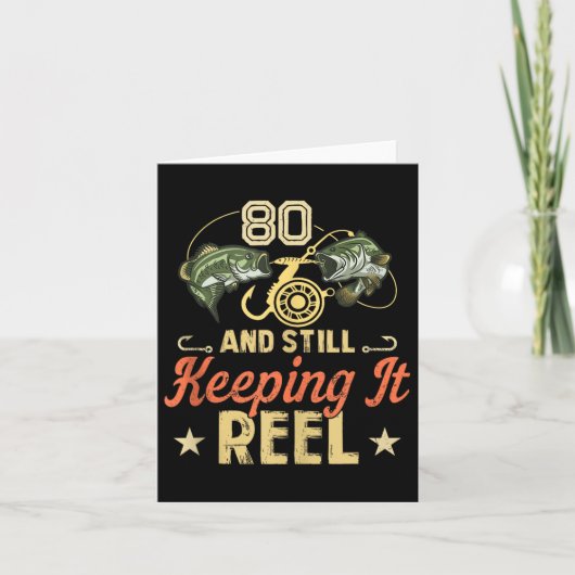 80おもしろい誕生日魚釣りシャツタ男性へンクトップ カード (正面)