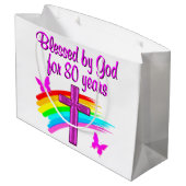 80かわいらし年賛美間神にピンク色になる ラージペーパーバッグ (裏面アングル)
