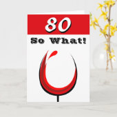 80そおもしろいう赤ワイングラス80誕生日 カード (黄色い花)