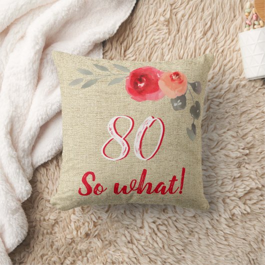 80そおもしろいそ何素朴フローラ80番目の誕生日 クッション (ブランケット)