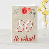 80そおもしろいそ80番目のフローラ誕生日 カード (黄色い花)