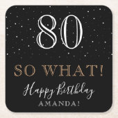 80だからおもしろい何引用文エレガント80番目誕生日 スクエアペーパーコースター (正面)