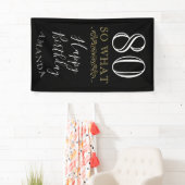 80だからおもしろい引用文ブラックエレガント80th誕生日 横断幕 (インサイチュ)