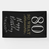 80だからおもしろい引用文ブラックエレガント80th誕生日 横断幕 (横)