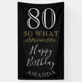 80だからおもしろい引用文ブラックエレガント80th誕生日 横断幕 (縦)