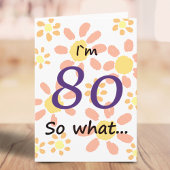 80だからおもしろい水の色のフローラ80誕生日 カード