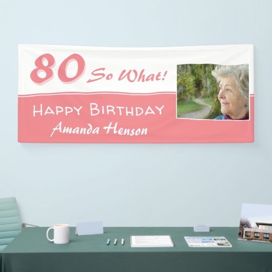 80だからピンク80thおもしろい誕生日パーティーの写真 横断幕 (トレードショー)