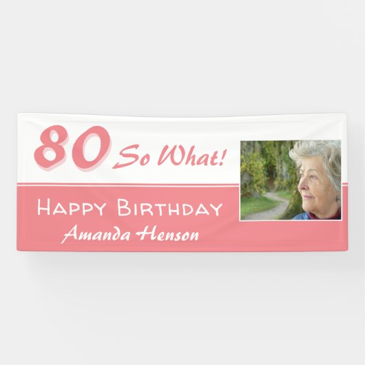 80だからピンク80thおもしろい誕生日パーティーの写真 横断幕 (横)