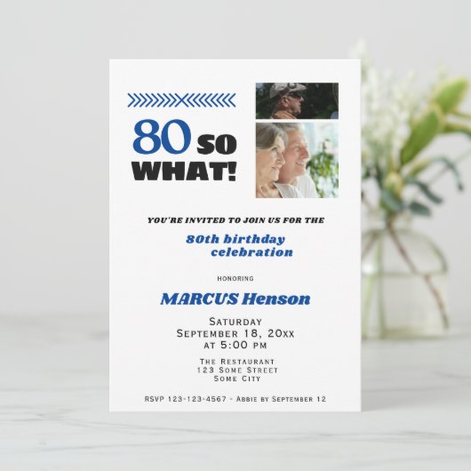 80だから何おもしろいマイルストーン80誕生日 招待状 (スタンド正面)