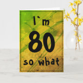 80だから何おもしろい抽象芸術グリーン80誕生日 カード (黄色い花)