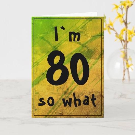 80だから何おもしろい抽象芸術グリーン80誕生日 カード (黄色い花)